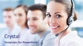  Presentation with call center - Slides enhanced with communication - call center background and a sky blue colored foreground