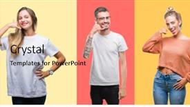  Presentation with people collage - PPT layouts consisting of communication - collage of group people women background and a coral colored foreground