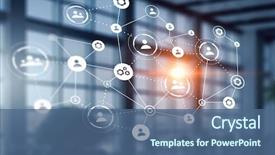  Presentation with business communication - Theme with communication - connection technologies for business mixed background and a ocean colored foreground