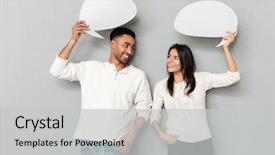  Presentation with african woman - Beautiful PPT layouts featuring communication - couple handsome african man backdrop and a light gray colored foreground