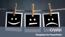  Presentation with transfer - Presentation theme featuring communication - happy sad and neutral emoticons background and a gray colored foreground