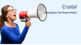  Presentation with wool - Cool new theme with communication - middle age woman wearing wool backdrop and a sky blue colored foreground