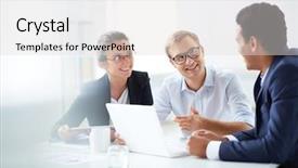  Presentation with smart - Amazing presentation design having communication - portrait of smart business partners backdrop and a light gray colored foreground