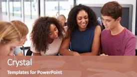  Presentation with high school - Amazing slide set having communication - teacher studying school books backdrop and a coral colored foreground