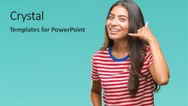  Presentation with arab - Colorful PPT layouts enhanced with communication - young beautiful arab woman backdrop and a seafoam green colored foreground