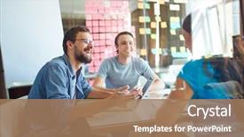  Presentation with partners - Presentation featuring communication - young business partners sharing background and a coral colored foreground