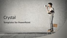  Presentation with communicator - PPT theme with communication - young communicator background and a light gray colored foreground