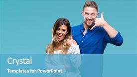  Presentation with love - Cool new presentation theme with communication - young couple in love backdrop and a  colored foreground