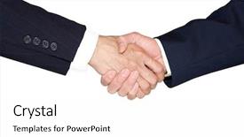  Presentation with hand shake - PPT theme with communication 2 people - hand shake between two persons background and a white colored foreground