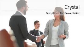  Presentation with workplace - PPT theme consisting of communication 2 people - handshake between colleagues background and a white colored foreground