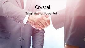  Presentation with handshake between healthcare and it - Cool new PPT layouts with communication 2 people - handshake between two caucasian businessman backdrop and a  colored foreground