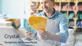  Presentation with patterns - PPT layouts enhanced with communication 2 people - happy young master with two background and a light blue colored foreground