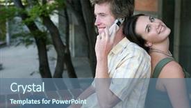  Presentation with students on campus - PPT theme with communication 2 people - two college students background and a  colored foreground