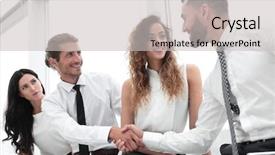  Presentation with handshake between healthcare and it - PPT layouts with communication 2 people - welcome handshake between two colleagues background and a  colored foreground