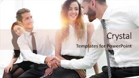  Presentation with handshake between healthcare and it - Audience pleasing presentation design consisting of communication 2 people - welcome handshake between two colleagues backdrop and a lemonade colored foreground