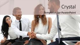  Presentation with handshake between healthcare and it - Cool new slide deck with communication 2 people - welcome handshake between two colleagues backdrop and a coral colored foreground