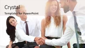  Presentation with handshake between healthcare and it - Slide deck with communication 2 people - welcome handshake between two colleagues background and a lemonade colored foreground