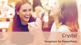  Presentation with cafe - Beautiful slide deck featuring communication and friendship concept - smiling backdrop and a lemonade colored foreground