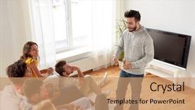  Presentation with people talking - Theme having communication and people concept - group background and a  colored foreground