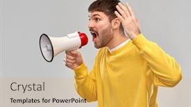  Presentation with angry people - Amazing PPT theme having communication-and-people-concept-angry backdrop and a yellow colored foreground