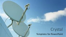  Presentation with antenna - Slides with electromagnetism - communication antenna under the blue background and a light blue colored foreground