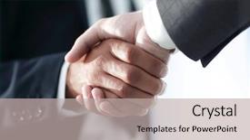  Presentation with giving - Theme consisting of communication audit - business men giving a handshake background and a mint green colored foreground