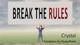  Presentation with airport boarding board - PPT theme having communication barriers - break the rules words background and a mint green colored foreground