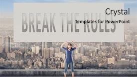  Presentation with airport boarding board - Presentation design consisting of communication barriers - break the rules words background and a light gray colored foreground