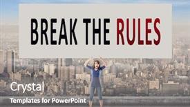  Presentation with words - Audience pleasing PPT layouts consisting of communication barriers - break the rules words backdrop and a gray colored foreground