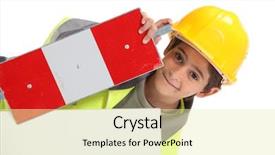  Presentation with child welfare services - Colorful presentation enhanced with communication barriers - child with yellow helmet backdrop and a  colored foreground