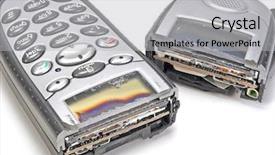  Presentation with cell phone towers - PPT theme featuring communication barriers - disconnected cell phone background and a light gray colored foreground