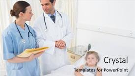 Presentation with hospital communication - Slide deck featuring communication children illness - doctors discussing while attending cute background and a  colored foreground