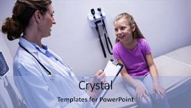  Presentation with doctor in hospital health insurance related icons healthcare person saving medical - Cool new slides with communication children illness - girl consulting a doctor backdrop and a  colored foreground
