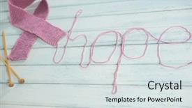  Presentation with pink ribbon breast awareness - Slide set consisting of communication children illness - high angle view of pink background and a sky blue colored foreground