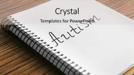  Presentation with autism children - PPT layouts with communication children illness - word autism written in notebook background and a lemonade colored foreground