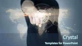  Presentation with communication - PPT theme consisting of communication concept - closeup of man background and a ocean colored foreground