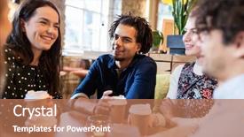  Presentation with restaurant family - PPT layouts having communication concept - happy friends background and a  colored foreground