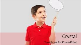  Presentation with red grey - Presentation theme featuring communication concept - smiling little boy background and a red colored foreground