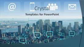  Presentation with communication - PPT theme having communication-concept-with-key-contact background and a light blue colored foreground