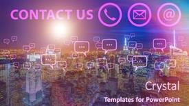  Presentation with communication - Amazing theme having communication-concept-with-key-contact backdrop and a violet colored foreground