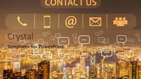  Presentation with communication - Presentation design featuring communication-concept-with-key-contact background and a coral colored foreground