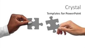  Presentation with cooperation puzzle - Theme with communication-cooperation-and-people-concept background and a white colored foreground