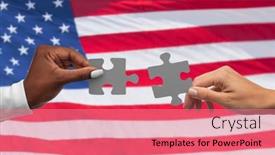  Presentation with flag puzzle - Slide deck enhanced with communication-cooperation-and-people-concept background and a coral colored foreground