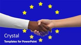  Presentation with european union - Colorful slides enhanced with communication-cooperation-and-people-concept backdrop and a royal blue colored foreground