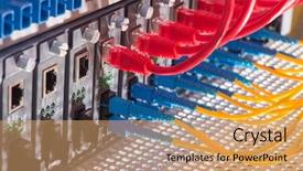  Presentation with fiber optic - PPT layouts having communication data - fiber optic connecting on core background and a coral colored foreground