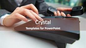  Presentation with phone - Theme having communication device - female hand holding phone receiver background and a tawny brown colored foreground