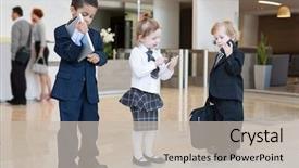  Presentation with business communication - Beautiful presentation featuring communication devices in the business backdrop and a soft green colored foreground