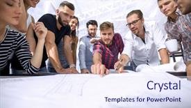  Presentation with architects - PPT layouts having communication engineering - group of architects working background and a sky blue colored foreground