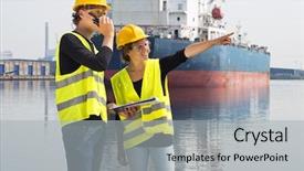  Presentation with internship - Colorful slide deck enhanced with communication engineering - two technology students discussing backdrop and a light gray colored foreground