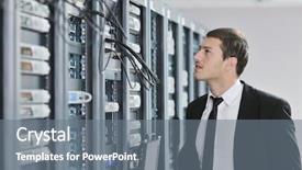  Presentation with datacenter - Colorful PPT theme enhanced with communication engineering - young handsome business man engeneer backdrop and a  colored foreground